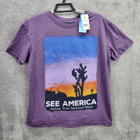 Womens Joshua Tree National Park Shirt See America Purple Boyfriend Tee XS - Picture 1 of 9
